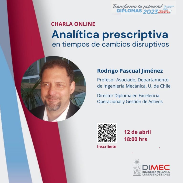 12 de abril, 18:00 horas | Charla online: «Analítica prescriptiva en tiempos de cambios disruptivos”.